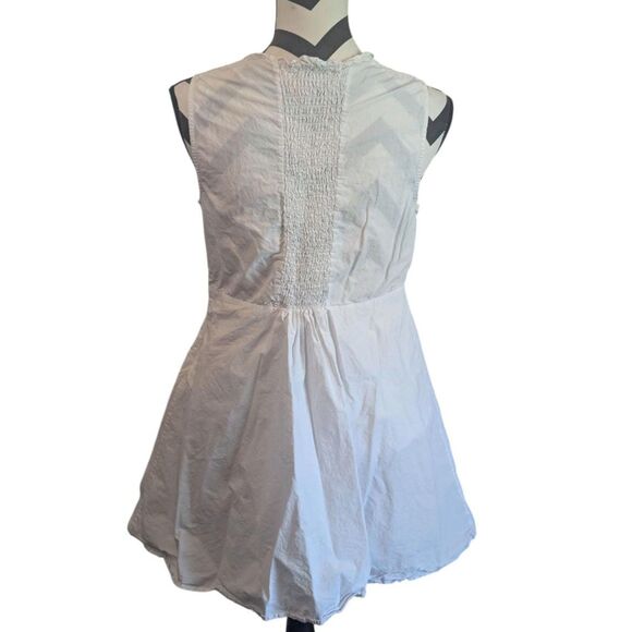 Anthropologie HD in Paris PS White Smocked Sleeveless Mini Dress - Picture 4 of 4